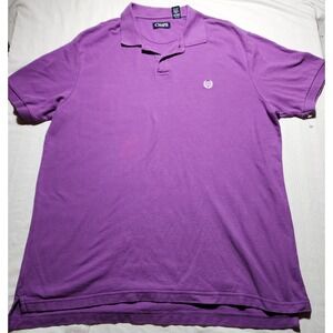 Chaps Shirt Mens XL Purple Short Sleeve Collared 1/4 Buttons Polo 100% Cotton